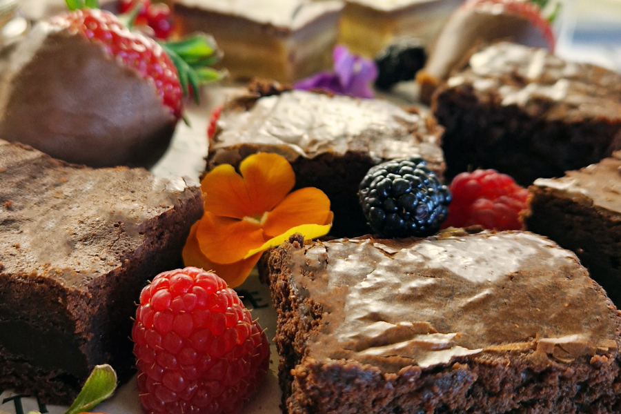 Chocolate brownies on The Chocolate One sharing board at The Manor Leeds.