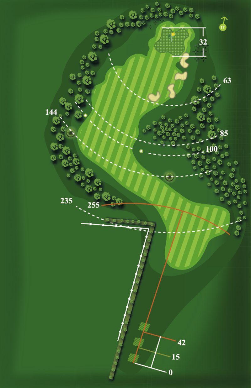 Hole 16 yardage plan