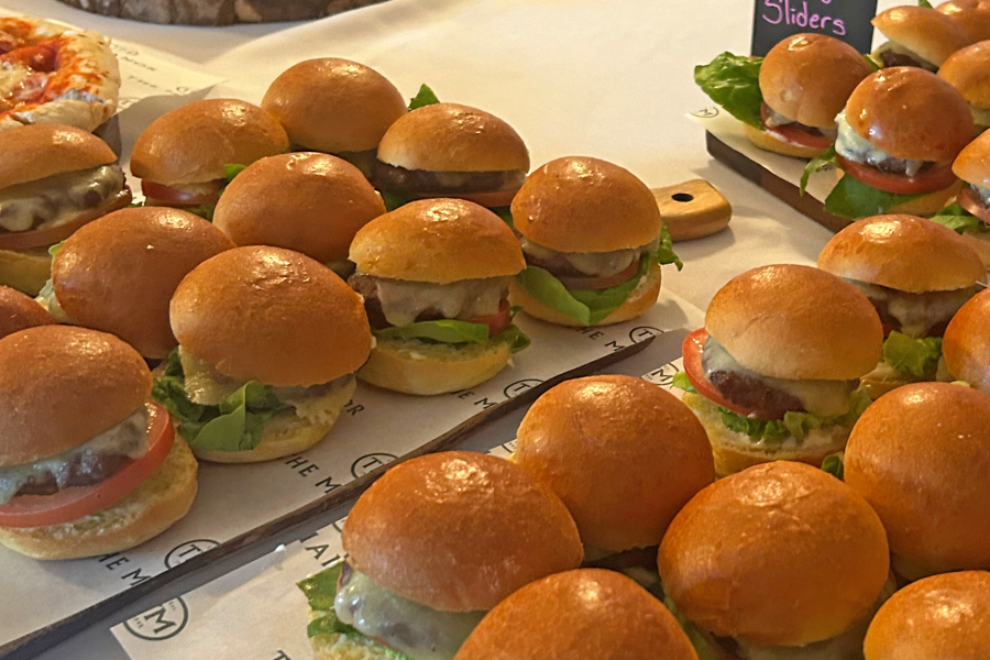 Sliders on a buffet table at The Manor Leeds.