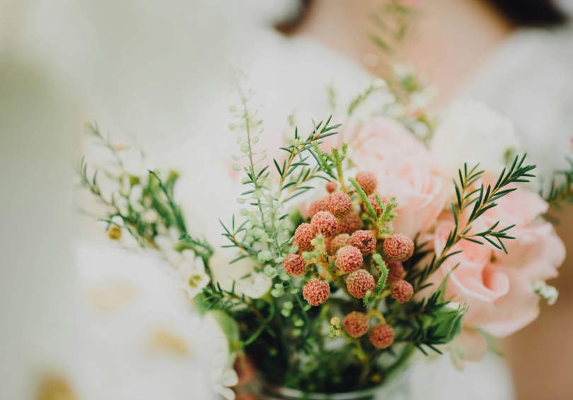 Bouquet of flowers, light salmon pink.